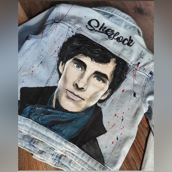 Hand painted Any Your Idea Custom Denim/Leather Jacket Bag Shoes - Picture 9 of 16